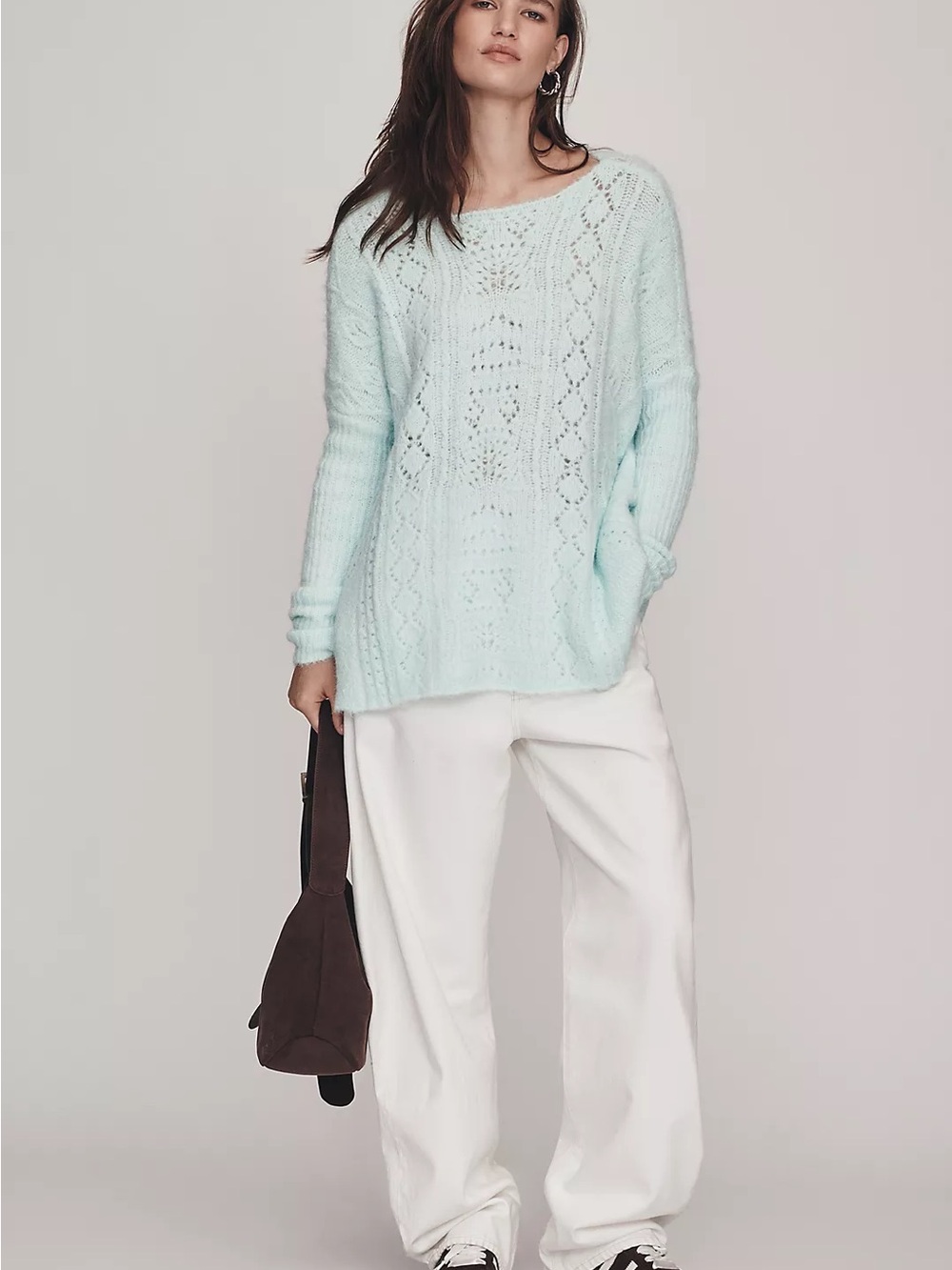 NWT By Anthropologie Long-Sleeve Pointelle Sweater Size XS Petite - Picture 3 of 5